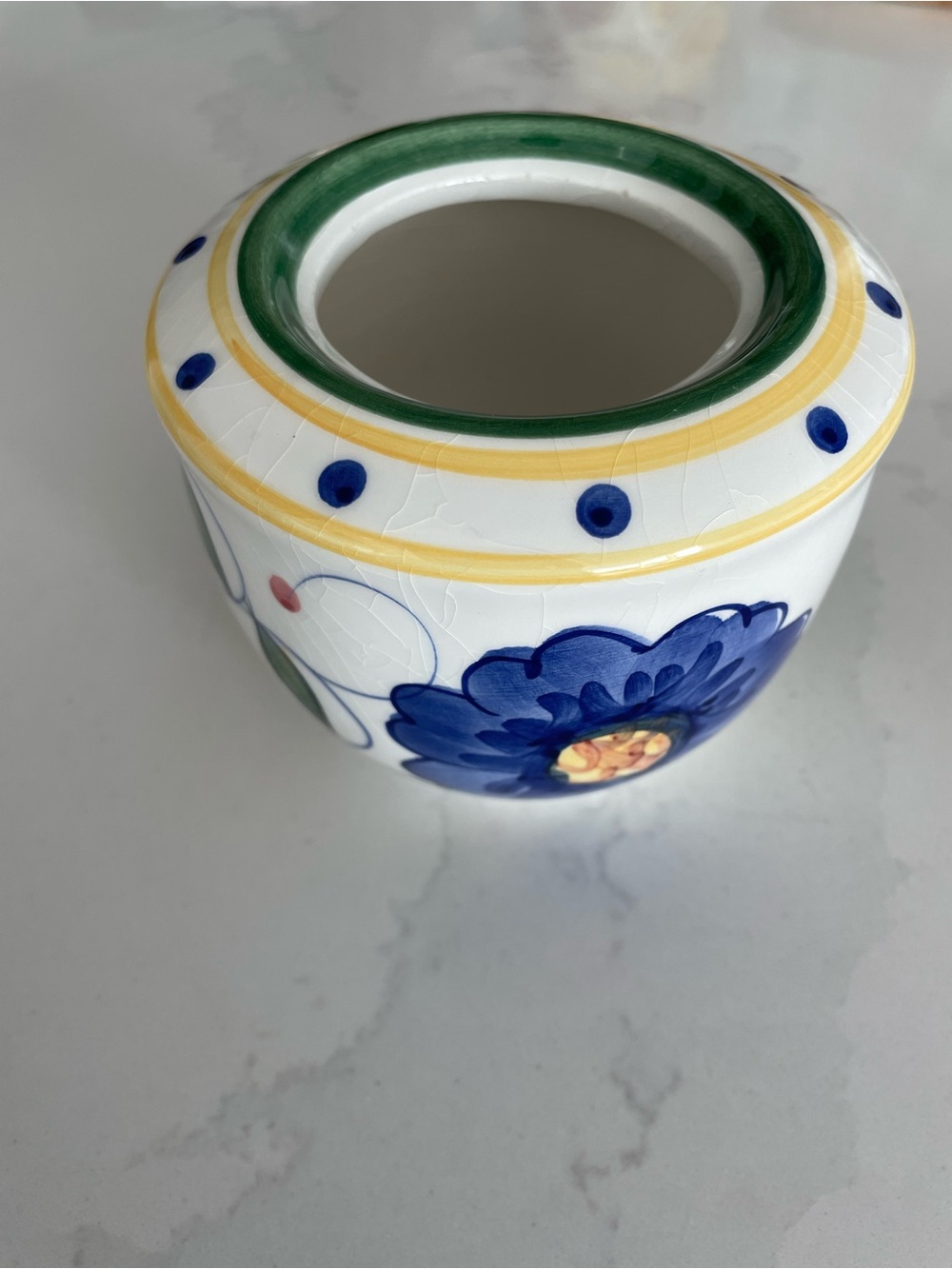 Bella Casa by Ganz Ceramic Vase planter blue floral fruit pottery cachepot